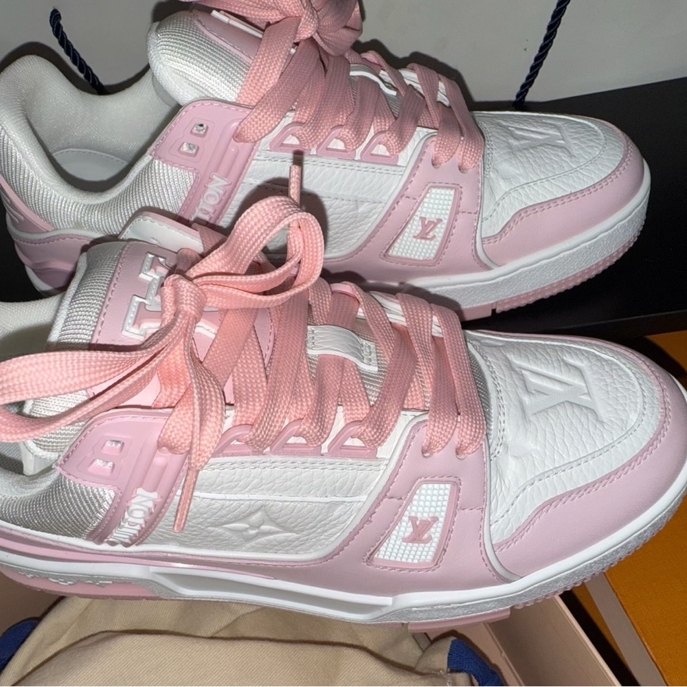 Louis Vuitton White and Pink Athletic Shoes